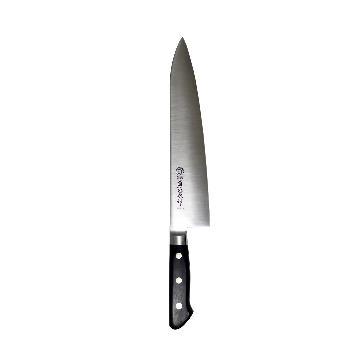 The Kikuichi GM Series Molybdenum Stainless Steel Gyuto knife, a versatile and high-quality knife that offers excellent value at an affordable price. Crafted with molybdenum stainless steel, this knife blade possesses a super fine edge ability and stays remarkably sharp.
