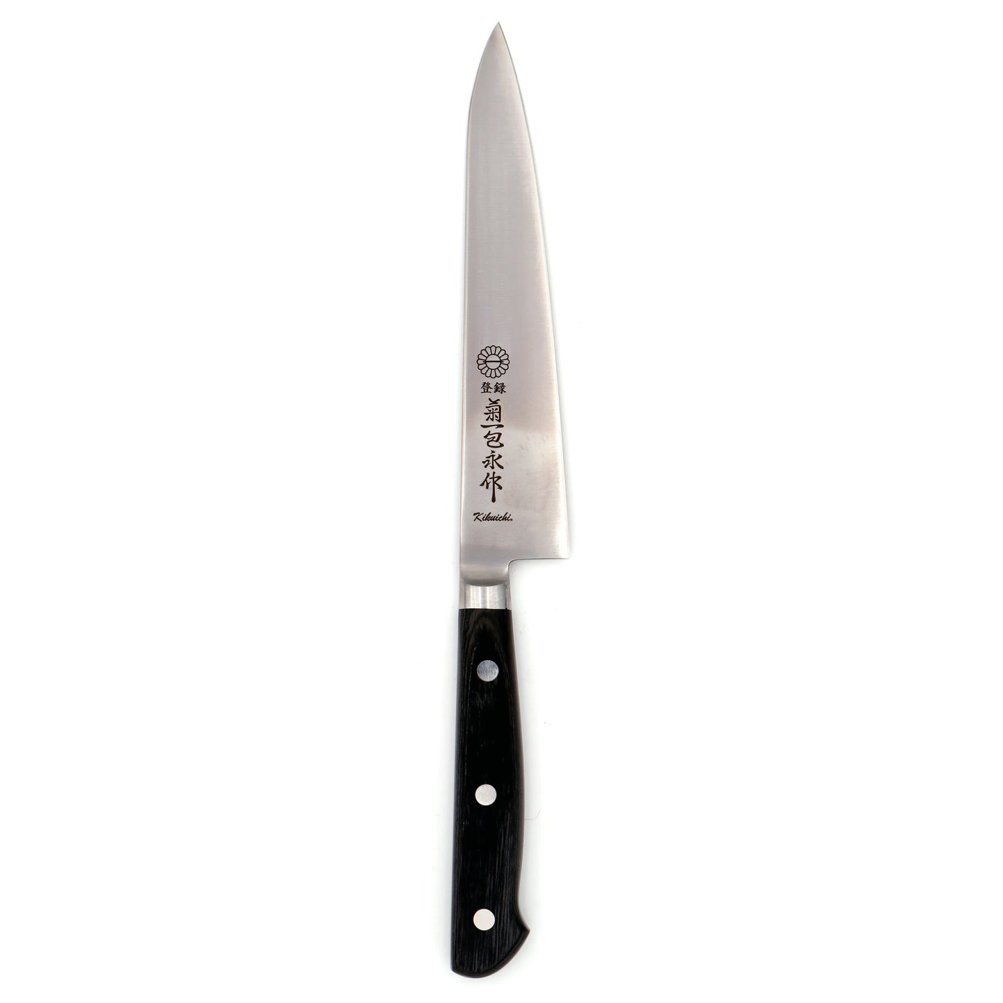 The Kikuichi SEM Series Semi-Stainless Petty Knife is perfect for cooking enthusiasts who appreciate a carbon steel blade edge, while seeking the convenience of stainless-steel maintenance.