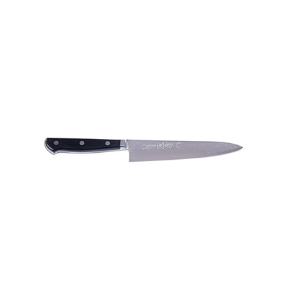 Kikuichi S33 Damascus Petty Knife offers superior durability with 33 layers of Damascus steel and VG10 core. Its versatile 4.7” & 5” blades are ideal for precise slicing, sectioning, & portioning. The triple-riveted wood handle ensures excellent control & grip.