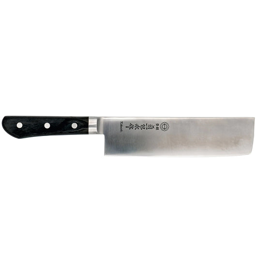 The Kikuichi SEM Series Semi-Stainless Nakiri Knife, a fusion of carbon steel performance and stainless-steel convenience. This high-quality knife is designed for professional chefs and cooking enthusiasts who value exceptional cutting ability and easy maintenance.