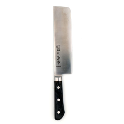 The Kikuichi SEM Series Semi-Stainless Nakiri Knife, a fusion of carbon steel performance and stainless-steel convenience. This high-quality knife is designed for professional chefs and cooking enthusiasts who value exceptional cutting ability and easy maintenance.