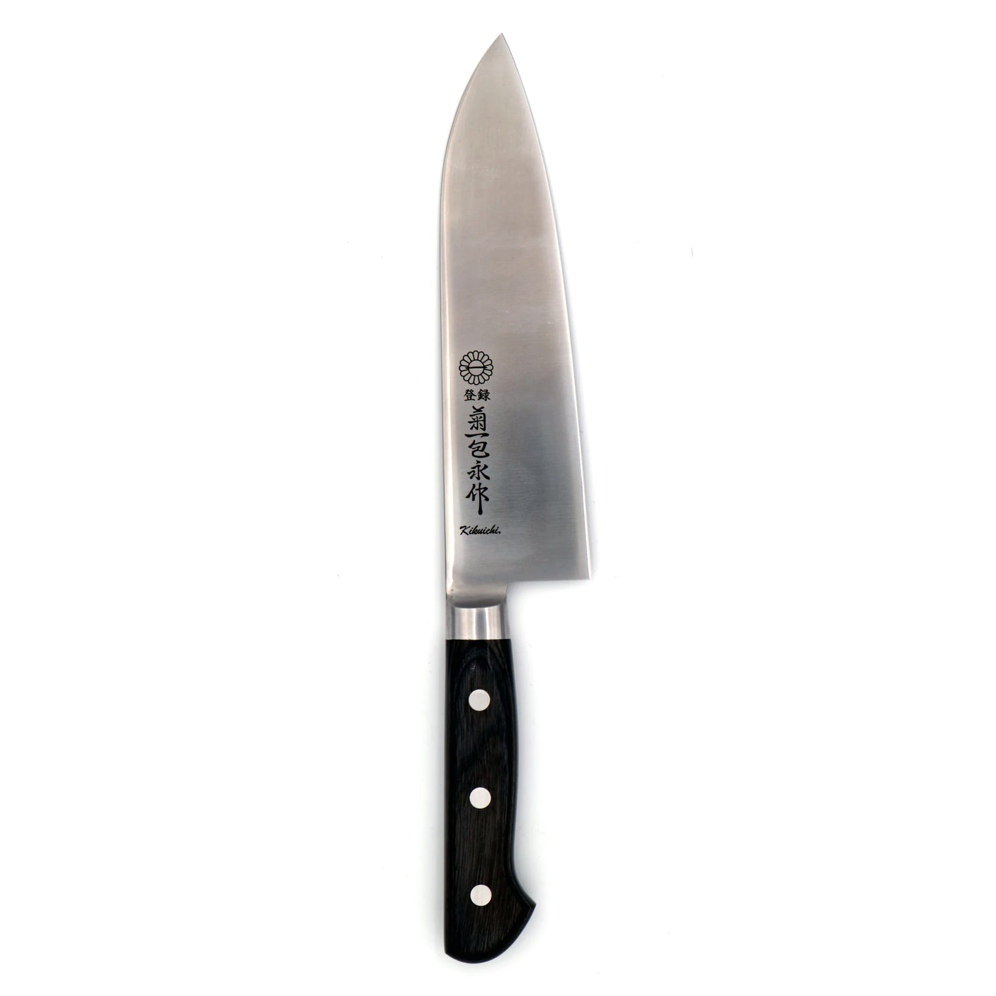 The Kikuichi SEM Series Semi-Stainless Santoku Knife, a versatile and reliable kitchen tool designed to excel at the three essential cutting tasks a Santoku knife is known for: slicing, dicing, and mincing.
